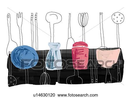 Clipart - Kitchen utensils. Fotosearch