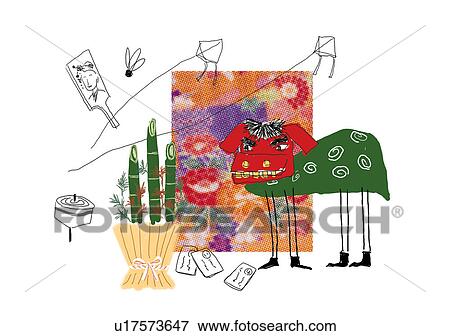 Ritual dance with a lion's mask View Large Illustration Stock Illustration - Ritual dance with a lion's mask. Fotosearch