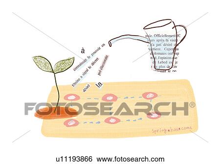 Watering seedling View Large Illustration Stock Illustration - Watering seedling. Fotosearch