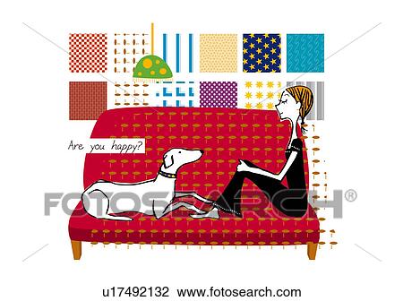 Woman and Dog Image View Large Illustration Drawing - Woman and Dog Image. Fotosearch