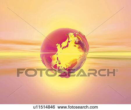 Crystal globe in the sky, Computer Graphics, composition View Large Illustration Stock Illustration - Crystal globe in the sky, Computer Graphics, composition. Fotosearch