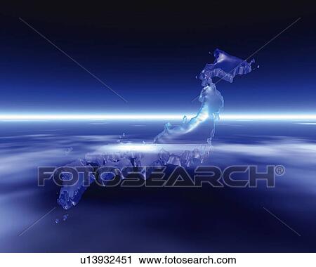 Crystal map of Japan, Computer Graphics, composition View Large Illustration Clip Art - Crystal map of Japan, Computer Graphics, composition. Fotosearch