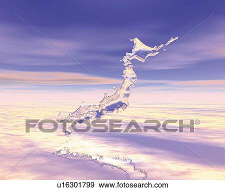 Crystal map of Japan in the sky, Computer Graphics, composition View Large Illustration Stock Illustration - Crystal map of Japan in the sky, Computer Graphics, composition. Fotosearch
