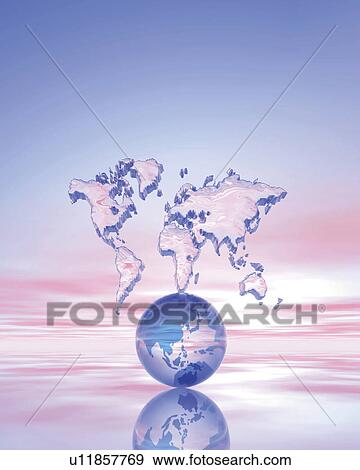 Crystal world map and globe, Computer Graphics, composition, copy space View Large Illustration Stock Illustration - Crystal world map and globe, Computer Graphics, composition, copy space. Fotosearch