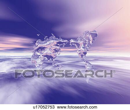 Crystal world map in the sky, Computer Graphics, composition View Large Illustration Drawing - Crystal world map in the sky, Computer Graphics, composition. Fotosearch