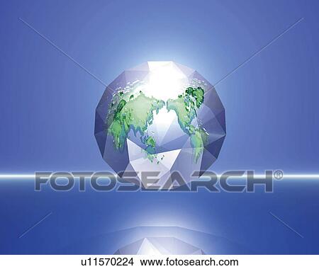 Light and floating crystal globe, blue background, Computer Graphics, composition, copy space View Large Illustration Stock Illustration - Light and floating crystal globe, blue background, Computer Graphics, composition, copy space. Fotosearch
