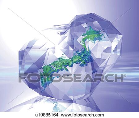 Map of Japan in crystal block, Computer Graphics, composition View Large Illustration Stock Illustration - Map of Japan in crystal block, Computer Graphics, composition. Fotosearch