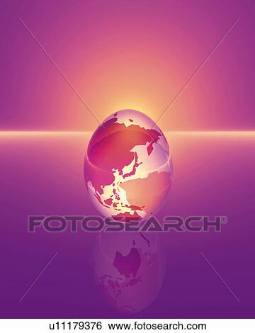 Oval-shaped crystal globe, Computer Graphics, composition View Large Illustration Stock Illustration - Oval-shaped crystal globe, Computer Graphics, composition. Fotosearch