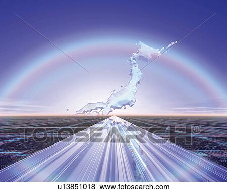 Road and crystal map of Japan with image of rainbow, Computer Graphics, composition View Large Illustration Stock Illustration - Road and crystal map of Japan with image of rainbow, Computer Graphics, composition. Fotosearch