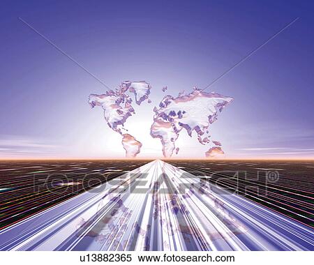 Road and crystal world map in the sky, Computer Graphics, composition View Large Illustration Stock Illustration - Road and crystal world map in the sky, Computer Graphics, composition. Fotosearch