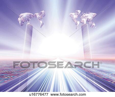 Road and crystal world map on poles, Computer Graphics, composition View Large Illustration Stock Illustration - Road and crystal world map on poles, Computer Graphics, composition. Fotosearch