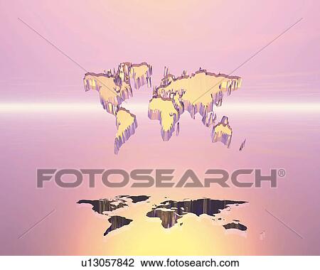 World map cut out of field, Computer Graphics, composition View Large Illustration Drawing - World map cut out of field, Computer Graphics, composition. Fotosearch