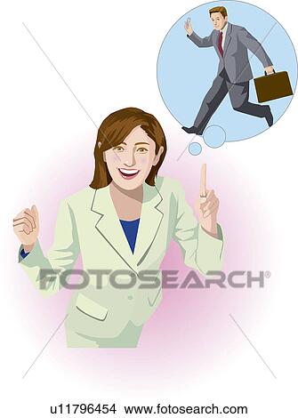 Businesswoman thinking about running businessman, Illustrative Technique View Large Illustration Stock Illustration - Businesswoman thinking about running businessman, Illustrative Technique. Fotosearch