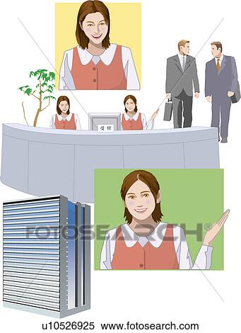 Receptionists and Businessmen, Illustrative Technique View Large Illustration Stock Illustration - Receptionists and Businessmen, Illustrative Technique. Fotosearch