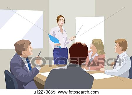 Working people during a Presentation, Illustrative Technique View Large Illustration Stock Illustration - Working people during a Presentation, Illustrative Technique. Fotosearch