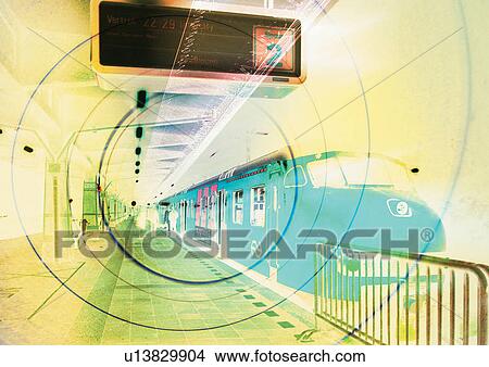 Stock Illustration - Composite Image, Digital Clock, Group Of People. Fotosearch