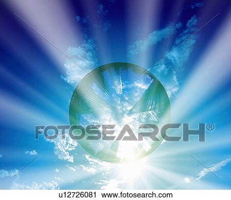 Ball reflecting the sky and silhouette of buildings, low angle view, Computer Graphics, composition View Large Photo Image Stock Image - Ball reflecting the sky and silhouette of buildings, low angle view, Computer Graphics, composition. Fotosearch