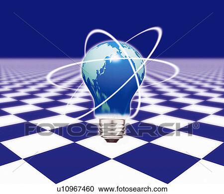 Electric bulb floating over the blue and white checkered floor, front view, Computer Graphics, composition View Large Photo Image Stock Image - Electric bulb floating over the blue and white checkered floor, front view, Computer Graphics, composition. Fotosearch