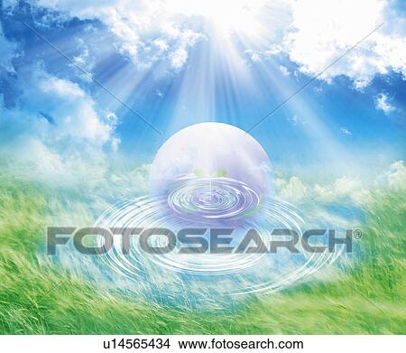 Grassland and the earth over wake of water surface, Computer Graphics, composition View Large Photo Image Picture - Grassland and the earth over wake of water surface, Computer Graphics, composition. Fotosearch