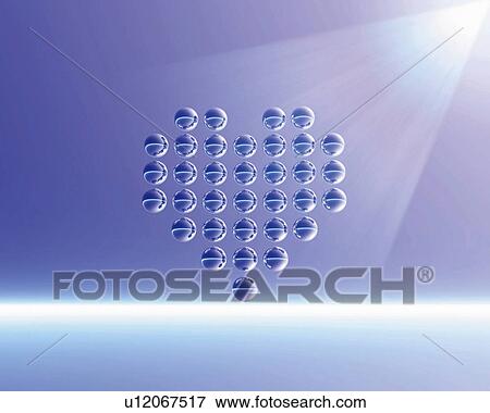 Stock Photo - Heart constructed with balls, front view, Computer Graphics, composition. Fotosearch