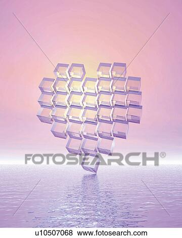 Heart constructed with cubes on water surface, front view, Computer Graphics, composition View Large Photo Image Stock Photo - Heart constructed with cubes on water surface, front view, Computer Graphics, composition. Fotosearch