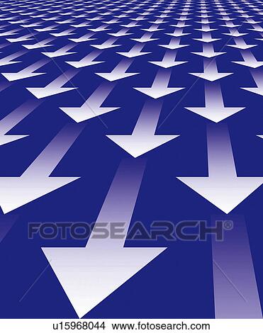 Picture - Lines of arrows, high angle view, full frame, Computer Graphics, composition. Fotosearch
