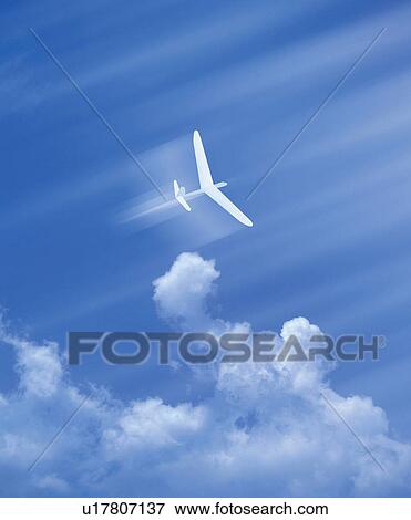 Stock Photo - Paper airplane in the sky, low angle view, Computer Graphics, composition. Fotosearch