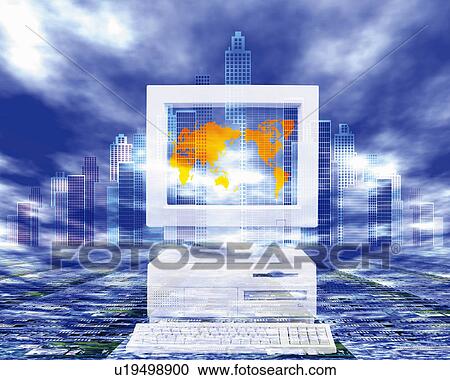 Personal computer and skyscrapers, Computer Graphics, composition View Large Photo Image Stock Image - Personal computer and skyscrapers, Computer Graphics, composition. Fotosearch