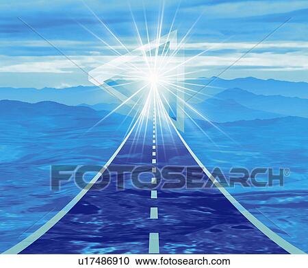 Stock Image - Straight driveway and sunshine, Computer Graphics, composition. Fotosearch