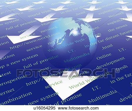 The earth and lines of arrows with image of web address, high angle view, Computer Graphics, composition View Large Photo Image Stock Photography - The earth and lines of arrows with image of web address, high angle view, Computer Graphics, composition. Fotosearch