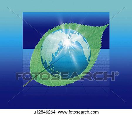 The earth on a leaf, Computer Graphics, composition View Large Photo Image Picture - The earth on a leaf, Computer Graphics, composition. Fotosearch