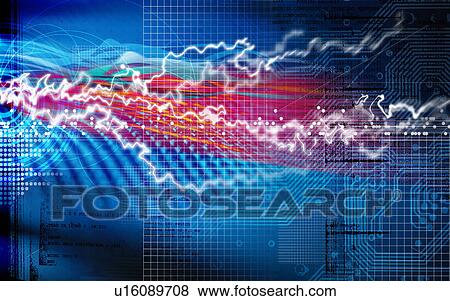 Stock Illustration - Close-up of white waves superimposed on a blue background. Fotosearch