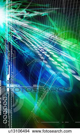 Green rays superimposed on a blue and black background View Large Illustration Stock Illustration - Green rays superimposed on a blue and black background. Fotosearch