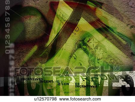 Stock Photo - Close-up of text superimposed on a currency note. Fotosearch