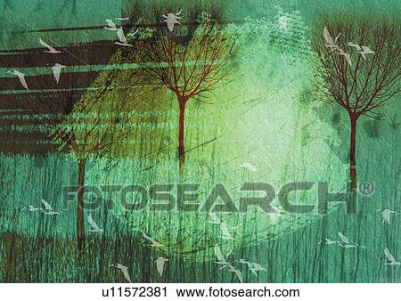 Stock Image - artistic, blurry, blur, birds, art form. Fotosearch