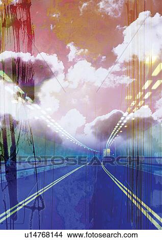 Picture - illusionary, background, view, sky, illusion, visualization, artwork. Fotosearch