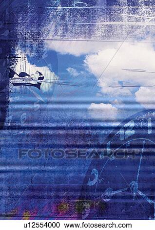 Stock Image - modern art, appearance, blue, geometric. Fotosearch