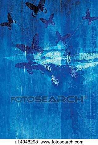 Stock Photo - system, pattern, painting, butterflies, blue, creative. Fotosearch