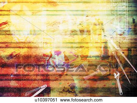 Stock Image - view, perspective, artwork, background, glow, equipments, scheme. Fotosearch