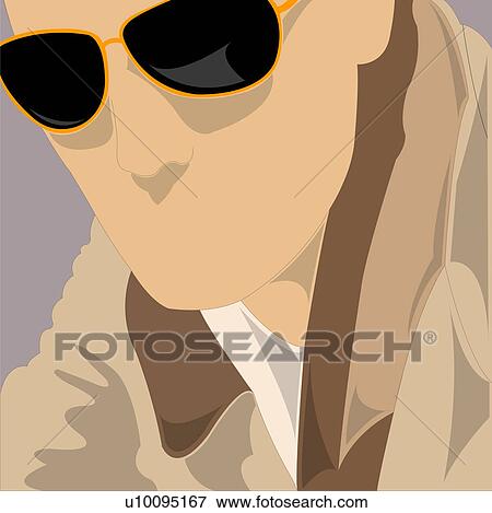 Stock Illustration - Close-up of a man wearing a pair of sunglasses. Fotosearch