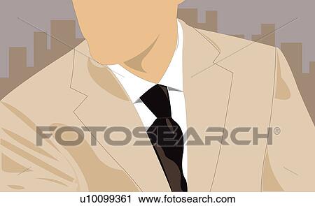 Close-up of a man wearing a suit and a tie View Large Illustration Clip Art - Close-up of a man wearing a suit and a tie. Fotosearch