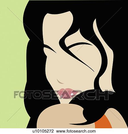 Close-up of a young woman View Large Illustration Drawing - Close-up of a young woman. Fotosearch