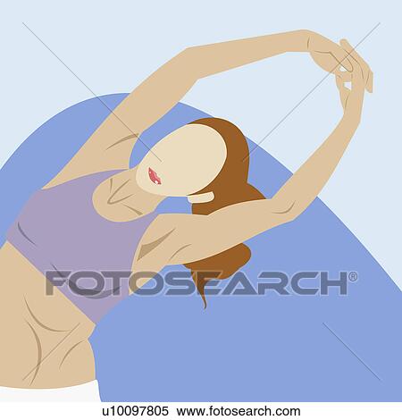 Stock Illustration - Close-up of a young woman exercising. Fotosearch