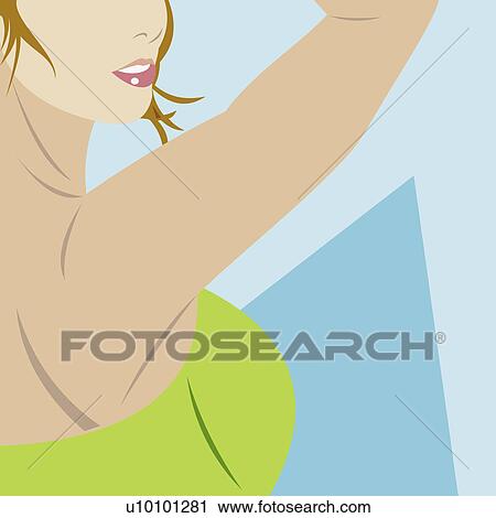 Clip Art - Close-up of a young woman posing. Fotosearch