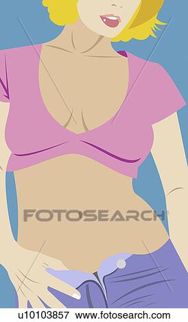 Close-up of a young woman posing View Large Illustration Stock Illustration - Close-up of a young woman posing. Fotosearch