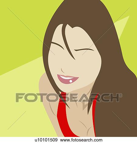 Stock Illustration - Close-up of a young woman smiling. Fotosearch