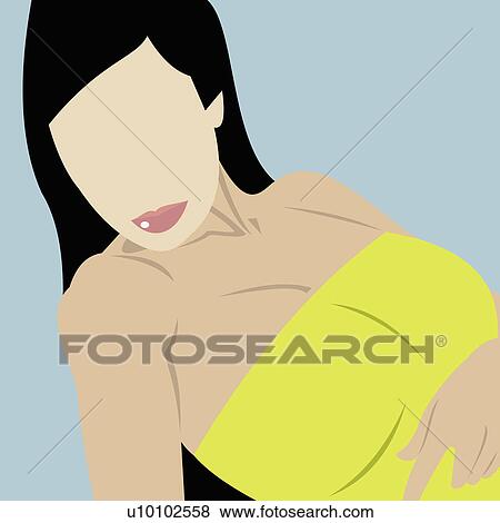 Stock Illustration - Close-up of a young woman wearing a tube top. Fotosearch