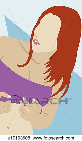 Stock Illustration - Close-up of a young woman wearing a tube top. Fotosearch