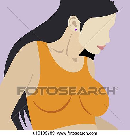 Stock Illustration - Close-up of a young woman wearing a tank top. Fotosearch