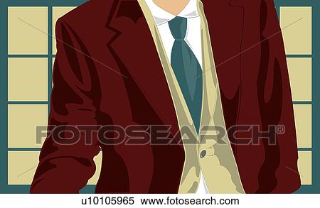 Stock Illustration - Mid section view of a businessman wearing a suit and a tie. Fotosearch